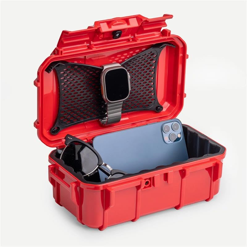 Evergreen 57 Waterproof Dry Box Protective Case - Travel Safe/Mil Spec/USA Made - for Cameras, Phones, Ammo Can, Camping, Hiking, Boating, Water Sports, Knives, & Survival (Red) - color: Red