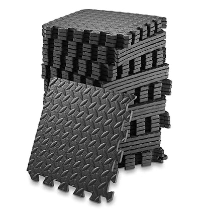 Philosophy Gym Pack of 36 Exercise Flooring Mats - 12 x 12 Inch Foam Rubber Interlocking Puzzle Floor Tiles - Black - color: 36 Sq Ft, 1/2" Thick - Black