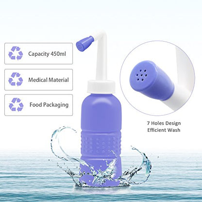 YumSur Portable Bidet Sprayer for Personal Hygiene, Pregnant Women Cleansing, Postpartum Clean, Handheld Travel Bidet with 450ML Water Capacity and Angled Nozzle Spray - style: Angled Nozzle Spray