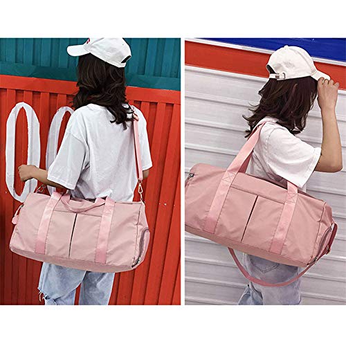 Sports Gym Bag for Women Travel Duffel Bag with Wet Pocket and Shoes Compartment for Training Swim Yoga(Pink) - color: Pink