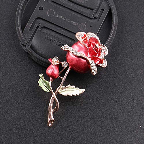 Crystal Pearl Flower Brooches Pins Fashion Beautiful Created Rhinestone Floral Brooch Good Idea for Party Dance Wedding Banquet for Elegant Women Girl - color: Red rose flower brooch