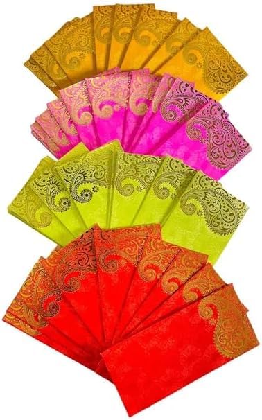Shagun Envelopes Designer Set Money Cash Gift Envelope (pack of 10) for Indian Wedding/Engagement/Diwali/Birthday/Anniversary (Red) - color: Red
