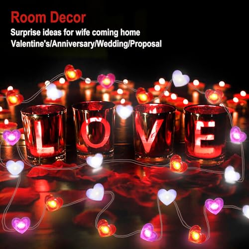 Heart String Lights 10FT 30 LED Romantic Valentine's Day Fairy Light for Decorating Celebrations Gift Giving - style: heart