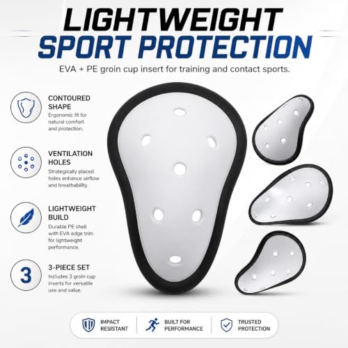 VOSAREA 3pcs Groin Cup for Men, EVA and PE Athletic Cup Groin Protector for Boxing, Football, Kickboxing, Martial Arts, Training and Outdoor Sports