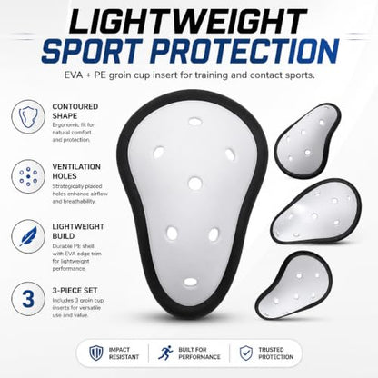 VOSAREA 3pcs Groin Cup for Men, EVA and PE Athletic Cup Groin Protector for Boxing, Football, Kickboxing, Martial Arts, Training and Outdoor Sports