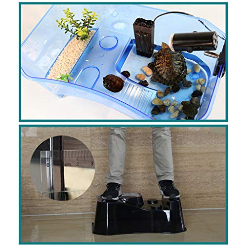 for Turtle Vivarium Box Aquarium for Breeding Box Habitat Tortoise Food Feeding Box with Basking Pl - color: White