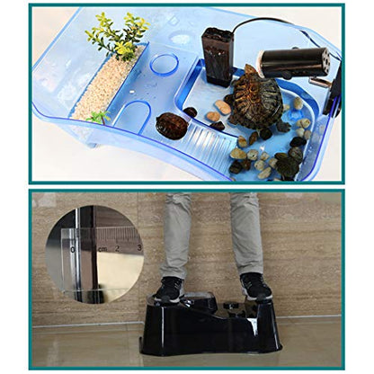 for Turtle Vivarium Box Aquarium for Breeding Box Habitat Tortoise Food Feeding Box with Basking Pl - color: White