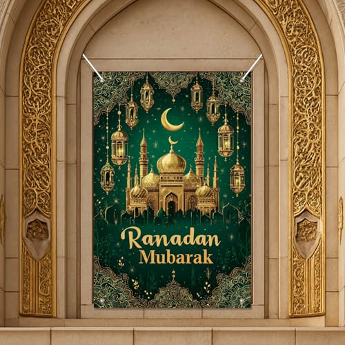 HOMETITUTE Festival Windows Banners 31x47 Inch Ramadan Mubarak Window Cover for Prayer Room Home Eid Celebration Ramadan Decor Window Backdrop Festival Decoration - color: Colorful7