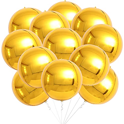 KatchOn, Large Gold Foil Balloons - 22 Inch, Pack of 12 | Gold Balloons for Graduation Decorations 2026 | Mylar Balloons for Anniversary, Wedding, Golden Birthday Party Decorations - color: Gold