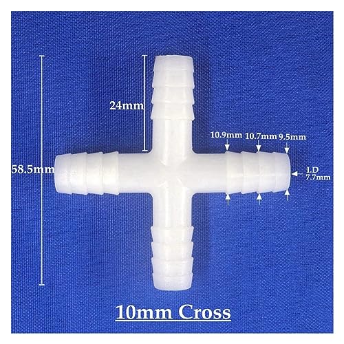 10pcs 10mm Plastic Barbed Cross Connectors Aquarium Fish Tank Tube Splitters Air Pump Soft Pipe Hose Connector