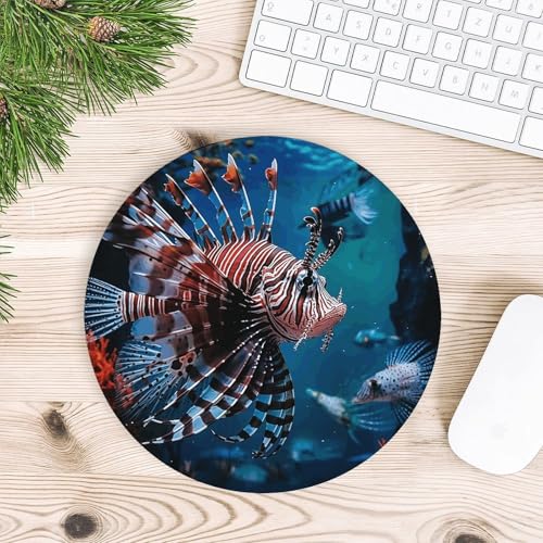 Comfortable Mousepad Waterproof Non-Slip Rubber Base Mouse Pad Fish in Fish Tank Round Printed Mouse Mat for Laptop Office