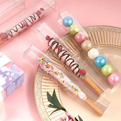 45 PCS Clear Pretzel Rod Boxes 1x1x8 Inches Gumball Tubes Box for 8, Individual Treat Box Transparent Plastic Candy Party Favor Boxes - color: 1x1x8 Inch