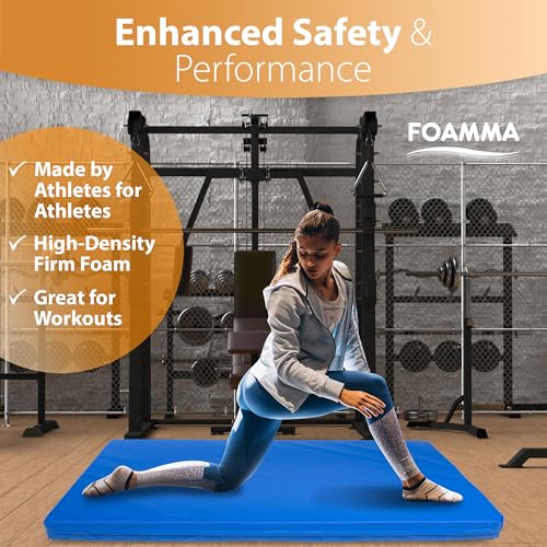 Foamma Gymnastics Mat for Kids & Adults, 4" Thick, 4 ft x 4 ft, Blue – High-Density Landing Mat with Waterproof Cover, Ideal for Tumbling, Wrestling & Gymnastics Equipment for Indoor/Outdoor Use - size: 4ft x 4ft, style: 4" Thickness