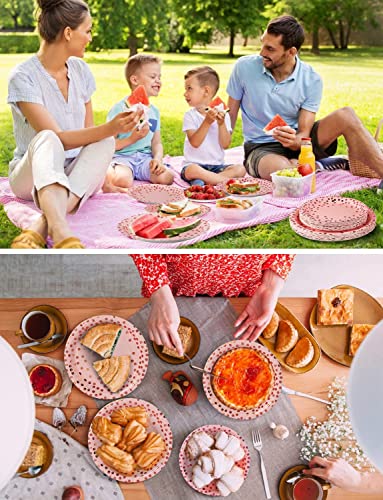 Nkaiso 141Pcs Pink Rose Gold Paper Plates and Napkins Party Supplies for20 - color: Pink and Rose Gold