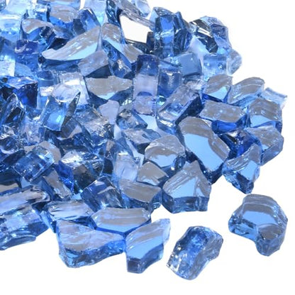 Blue Fire Pit Glass, 10 Pounds High Luster Fireplace Glass Rock | 1/2 Inch Fire Glass Rocks,Glass Rocks for Fire Pit Table, Propane Fireplaces, Fire Bowls - color: Pacific Blue, 1/2 Inch, size: 10 Pounds