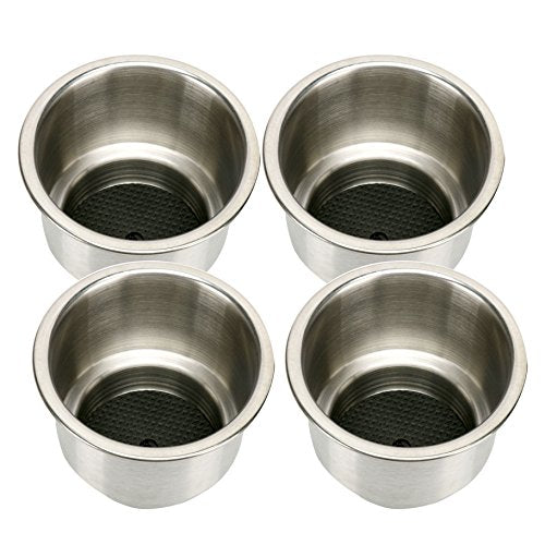 Amarine Made 4pcs Stainless Steel Cup Drink Holder with Drain for Marine Boat RV Camper