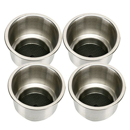 Amarine Made 4pcs Stainless Steel Cup Drink Holder with Drain for Marine Boat RV Camper