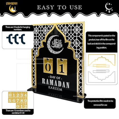 Ramadan Advent Calendar 30 Days Eid Mubarak DIY Countdown Calendar Ramadan Centerpieces Decoration Parties Islam Muslim Table Decor for Ramadan Party