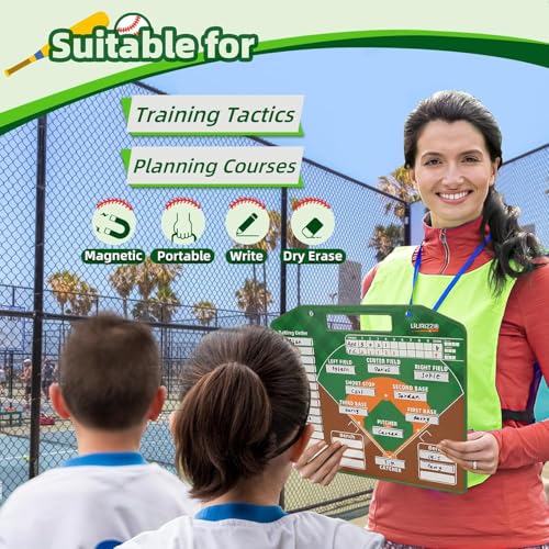 Magnetic Baseball Coach Tactical Board for Training Coaching Accessories | Baseball Dry Erase Lineup & Strategy Planning Board, Games Dugout Tactics, Baseball with Storage Bag