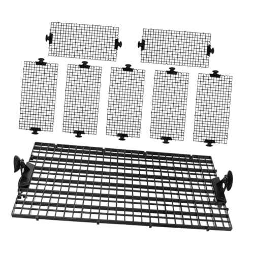 Fish Tank Divider Set with 8 Black Plastic Grid Panels and 20 Suction Cups, 30x15cm Aquarium Isolation Boards for Betta Fish Breeding and Tank Separation