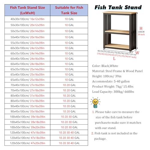 Adjustable Multi-Tier Fish Tank Stand - Heavy-Duty Steel Aquarium Cabinet for Large Tanks & Reptile Terrariums - Versatile Home & Office Display Table - color: #B, size: 60x45x100cm/24x18x39in