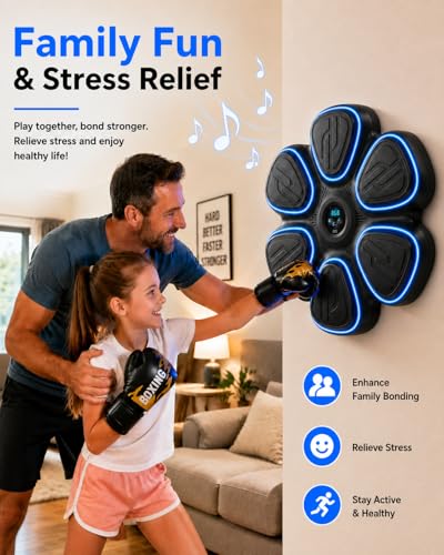Music Boxing Machine for Kids-Interactive Wall Mounted Punching Target with Sound & Lights,Smart Boxing Trainer Machine Fitness Game Gymnastics Equipment for Home,Birthday Gift for Boys Girls Age 3-12 - color: 6 Strike Points-Teens 12+