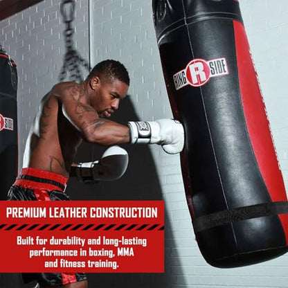 Ringside Large Leather Heavy Bag, Punching Bag for Boxing Training and Workout, Includes Heavy Bag Chain and Swivel - size: 130 lbs