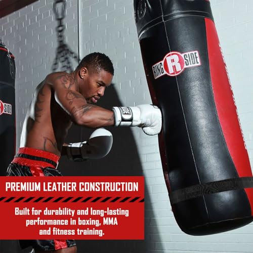 Ringside Large Leather Heavy Bag, Punching Bag for Boxing Training and Workout, Includes Heavy Bag Chain and Swivel - size: 130 lbs