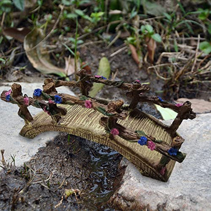 MUAMAX Miniature Fairy Garden Bridge - Resin Craft Cute Artificial Micro Landscape Bridge for Dollhouse Ornament (Flower Bridge)