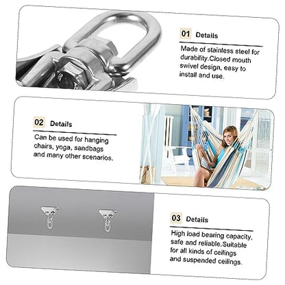 Hemoton Stainless Swing Hangers Heavy Duty Swingset Brackets Ceiling Hooks for Swing Hammock Hanging Fixing Kit