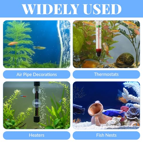 10 Pcs 25mm Aquarium Suction Cups & 20 Pcs Adjustable Zip Ties, Small Suction Cups for Fish Tank Plant Holder Air Tubes Moss Shrimp Nests Reptile Hammocks