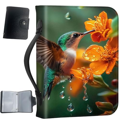 PU Leather Bible Cover with Handle & Pockets, Large Capacity Bible Case, Water-Resistant Scripture Organizer Bag with Bonus Card Holder, Christian Gift for Women & Men, Hummingbird - color: Hummingbird