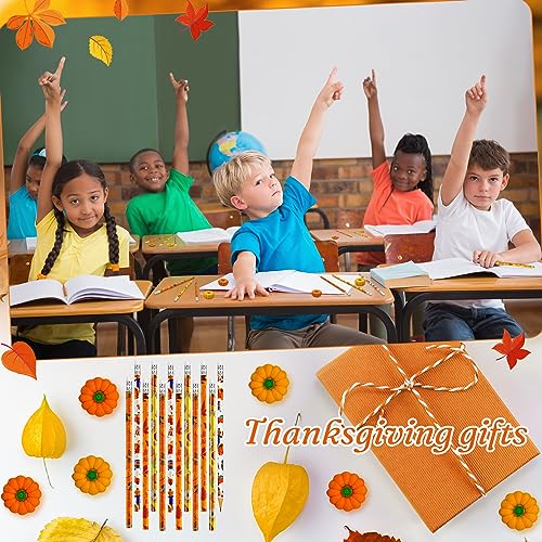 Cinrobiye 60 Pieces Fall Thanksgiving Day Pencils with Pumpkin Eraser Bulk Fall Party Favors Maple Leaf Autumn Pumpkins Pencils Erasers for Harvest School Party Teacher Rewarding Supplies - style: Mix60