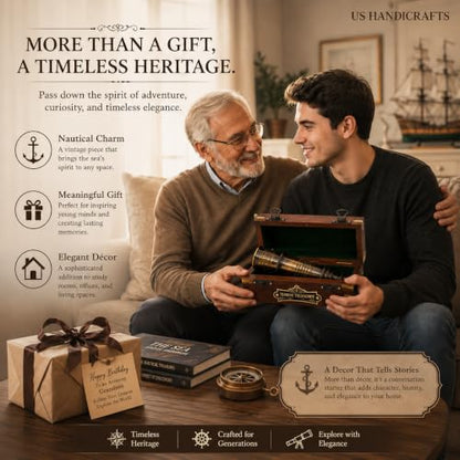Compass with Stamped Wooden Case - style: Style 4