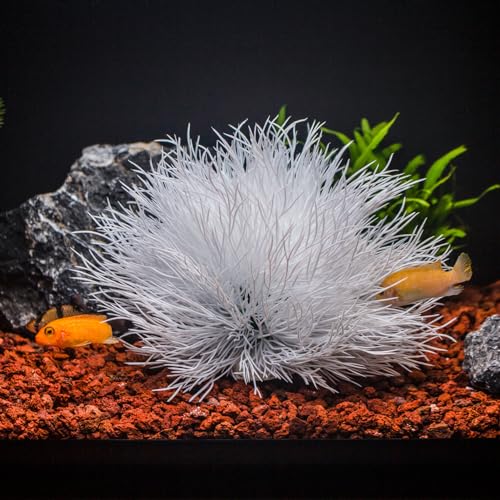Fish Tank Decorations Aquarium Plants Plastic Artificial Décor (White)