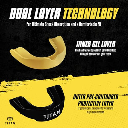 Mouth Guard Boxing, Dual-Layer Boil & Bite Mouthguard, Adult | Premium Dual-Layer | Case Included | Adult & Youth Custom-Fit Mouthpiece | Football, MMA, Hockey, Lacrosse, BJJ, Basketball - color: Gold, size: Junior Under 11