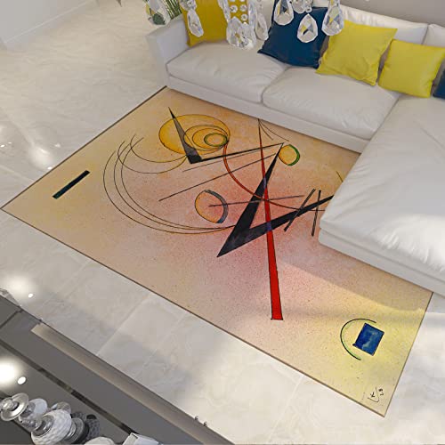 Wassily Kandinsky Famous Painting Area Rug Modern Artwork Carpet for Living Room Bedroom Dining Home Office Rug with Rubber Backing 5'2''x8' - size: 5'2" x 8' (Rectangular)