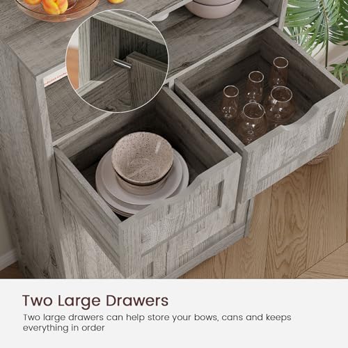 Iwell Storage Cabinet with 2 Drawers & 2 Adjustable Shelves, Kitchen Cabinet, Cupboard, for Living Room, Kitchen, Entryway, Home Office, Grey - color: Grey