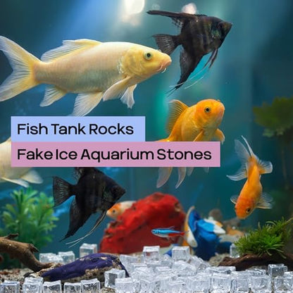 Acrylic Cubes - Gemstones and Crystals - Bag of 39 pcs Vase Filler Jewels for Crafts - Fish Tank Rocks - Sensory Bin Filler Gems for Crafting - Fake Ice Cubes - Clear - color: Clear Cubes