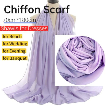 Harewom Long Sheer Chiffon Hijab Scarf for Women, Lightweight Shawl Wrap - color: Lavender
