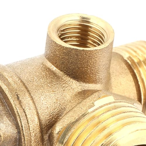 Central Pneumatic Compressor Parts, Air Compressor Check Valve, 3 Port Brass Air Compressor Male Threaded, for Tube Connector Tool