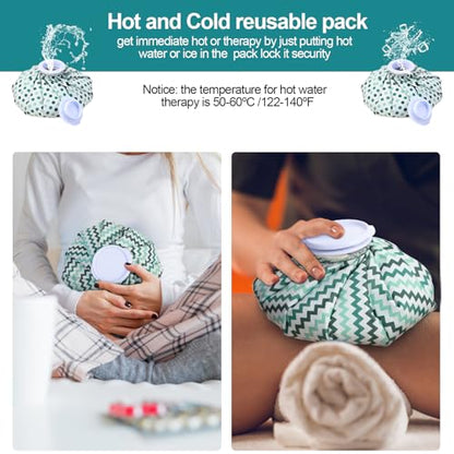 Nuanchu 3 Pieces Ice Bags for Injuries Reusable Refillable Ice Pack Bag with Adjustable Wrap Cold and Hot and Pain Comfort for Knee Leg Injury, 3 Sizes, 11, 9, 6 Inch (4 Set)(Polka Dot,Green) - size: Green, style: Polka Dot