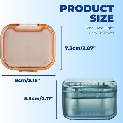 3-Layer Retainer Storage Box, Denture Case with Lid, Portable Mouth Guard Container Tooth socket storage case holder box Immersion box (Black) - color: Black