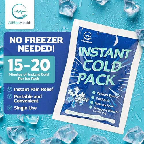 50 Pack Instant Ice Packs for Injuries, Disposable First Aid Cold Packs | No Freezer Needed, 6"x4.5" Instant Cold Packs for Injuries, Disposable Ice Packs for Kids, Postpartum Cold Compress - size: 50 Pack (6" x 4.5")