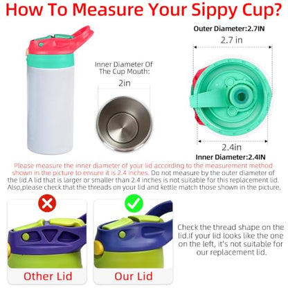 12oz Replacement Lid with 2 Straw for Kid Tumbler,Leak-Proof and Spill-Proof Straw Lids for ZONEGRACE Mocaru,BPA Free,Inner Diameter2.4IN (Rose, 1 Pack) - color: Rose
