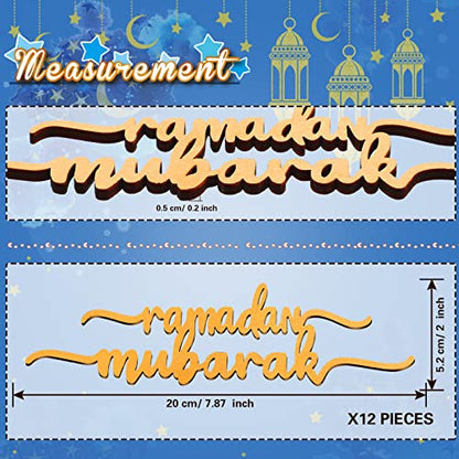 12 Piece Ramadan Wood Signs - Ramadan Mubarak & Kareem Islamic Table Decor for Eid & Party - style: Ramadan Style