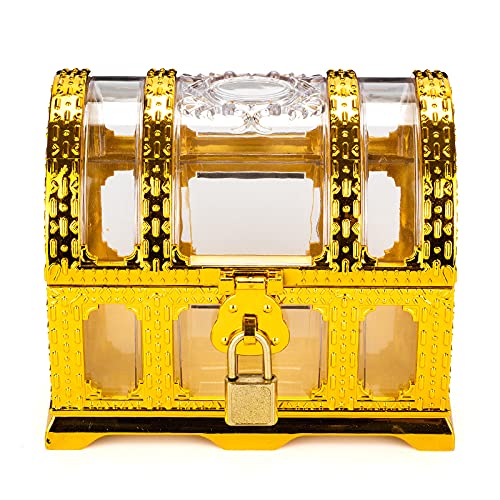 Kids Pirate Treasure Chest,Teacher's Favorite Treasures Collection Storage Box,Treasure Chest Toys for Classroom - color: transparent golden chest 3