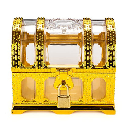Kids Pirate Treasure Chest,Teacher's Favorite Treasures Collection Storage Box,Treasure Chest Toys for Classroom - color: transparent golden chest 3