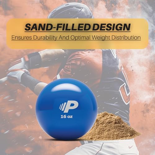 Simple Plyometric Weighted Ball | Baseball & Softball Training Ball | Arm Strength & Pitching | Durable PVC Shell with Sand Fill - size: 16oz