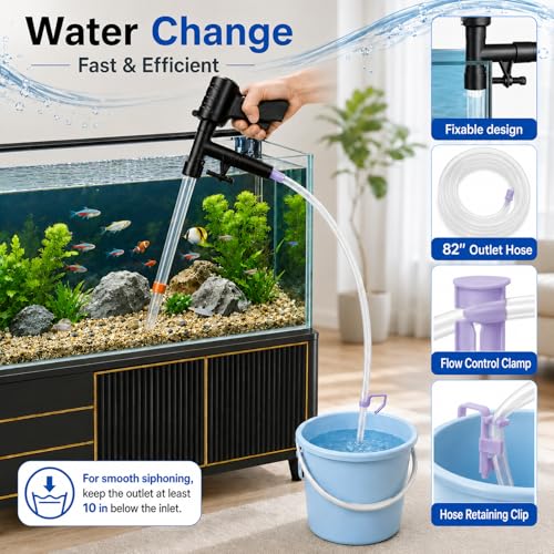 Fish Tank Cleaner Kit, Gravel Vacuum for Aquarium, Aquarium Vacuum & Siphon, Fish Tank Cleaning Kit, Aquarium Vacuum Gravel Cleaner